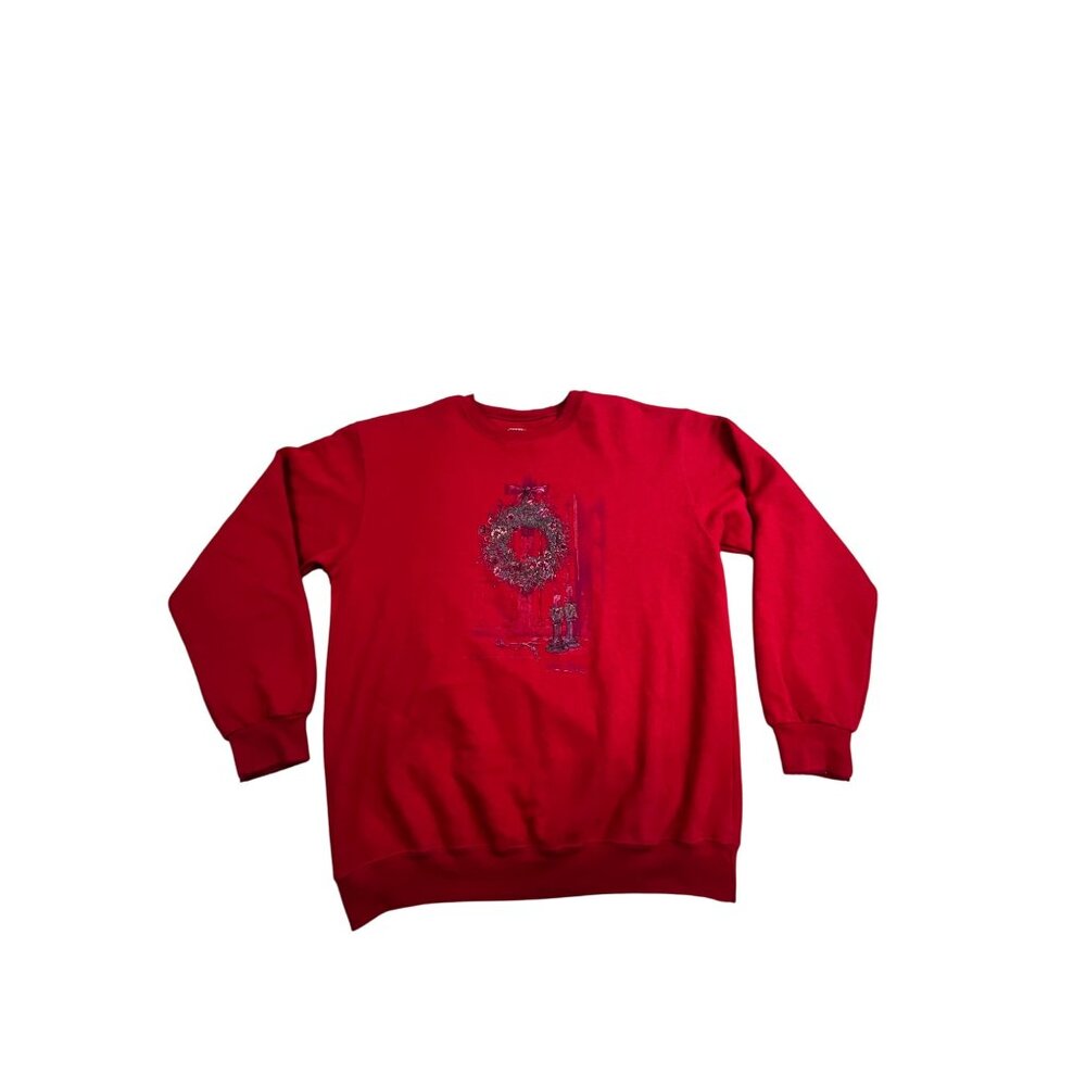 Northern Treasures Womens S/P Red Sweatshirt Candian Made Ugly Christmas Wreath